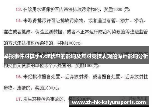 举报事件对棋手心理状态的影响及其对竞技表现的深远影响分析
