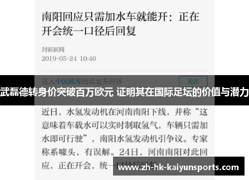 武磊德转身价突破百万欧元 证明其在国际足坛的价值与潜力