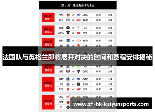法国队与英格兰即将展开对决的时间和赛程安排揭秘
